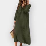 Stilinga Lino Suknelė su Elegantiškai Pabrėžta Linija