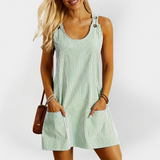 Dryžuota suknelė su rankovėmis