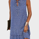 Mini Suknelė su Raštu ir Kaklo Kaklaraiščiu