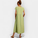 Lengva Medvilninė Suknelė su Kišenėmis