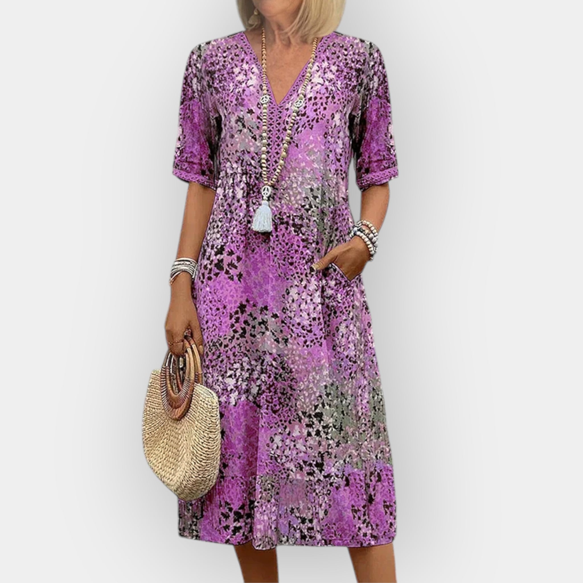 Stilinga Gėlių Midi Suknelė