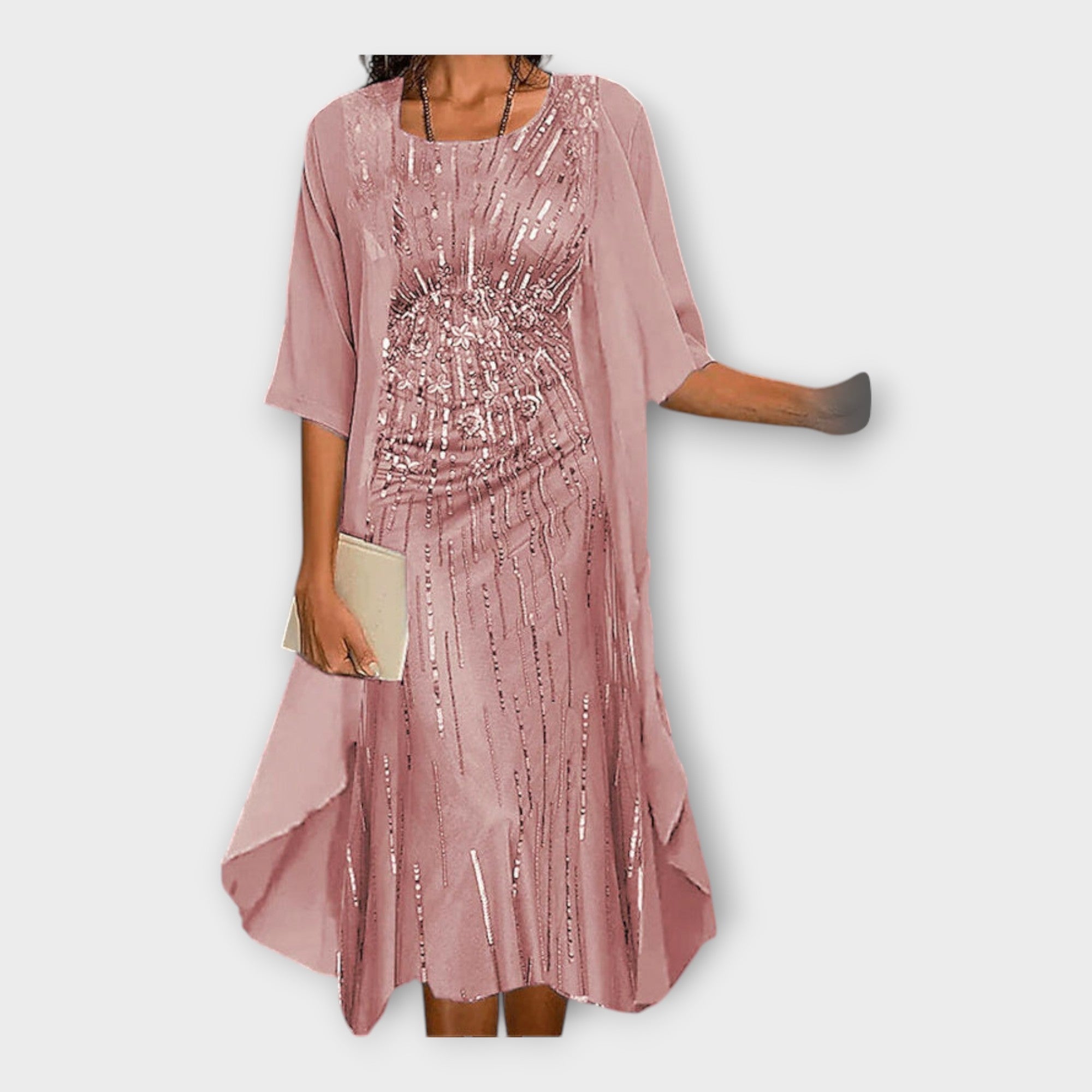 Lengva Suknelė su Išoriniu Švarku ir Raštais