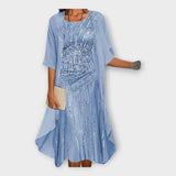 Lengva Suknelė su Išoriniu Švarku ir Raštais