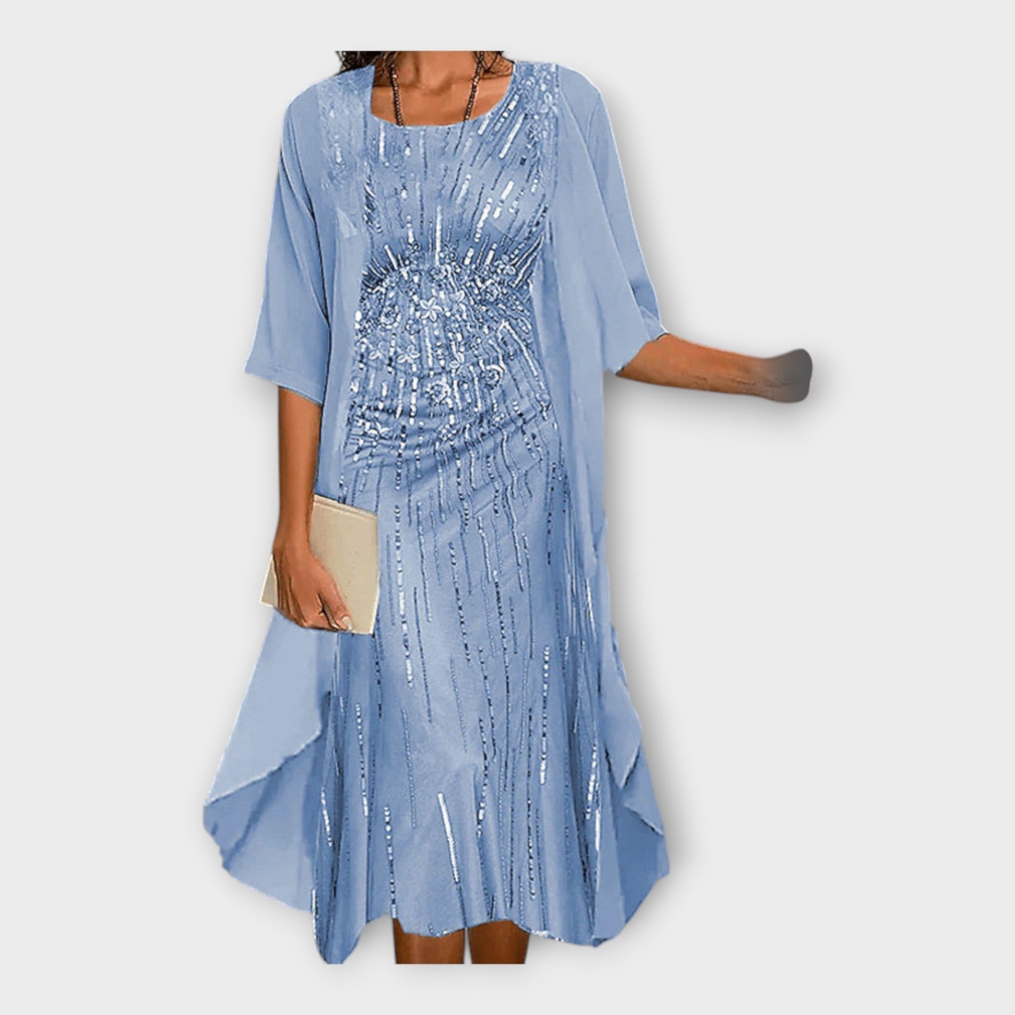 Lengva Suknelė su Išoriniu Švarku ir Raštais